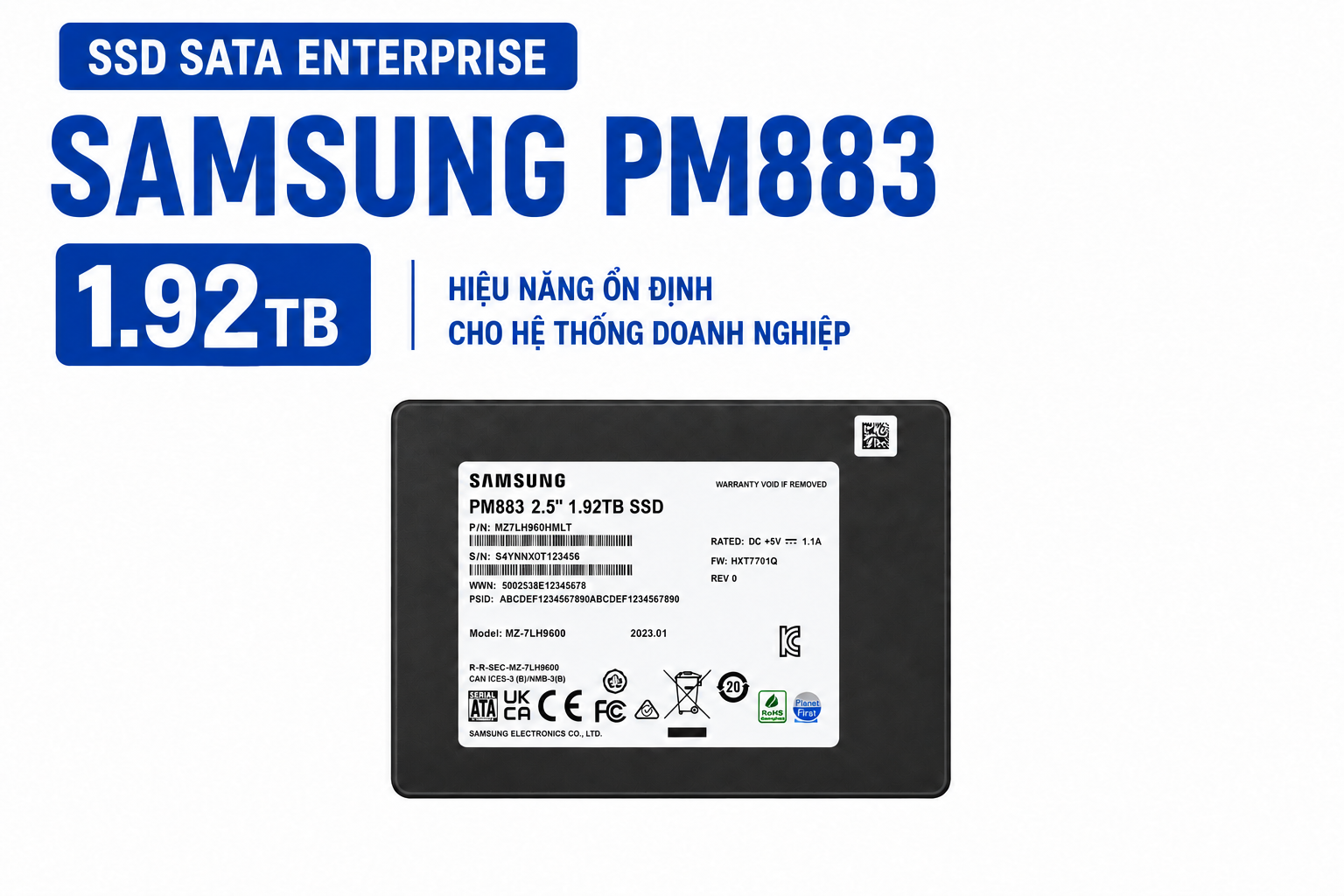 SSD Sata Enterprise Samsung PM883 1.92TB